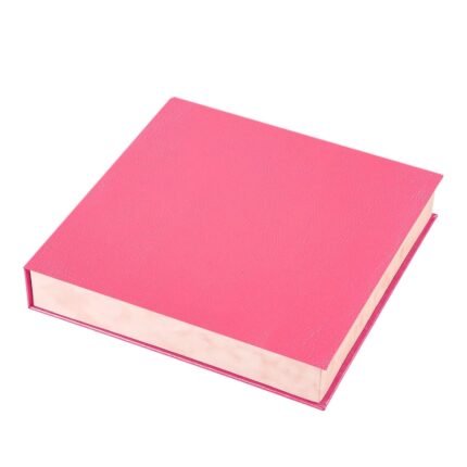 Caja premium para álbum, rosa melocotón, con interior de terciopelo